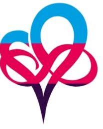 polyActive logo - stylized heart and infinity symbol colored blue at the top, pink in the middle and purple in the middle